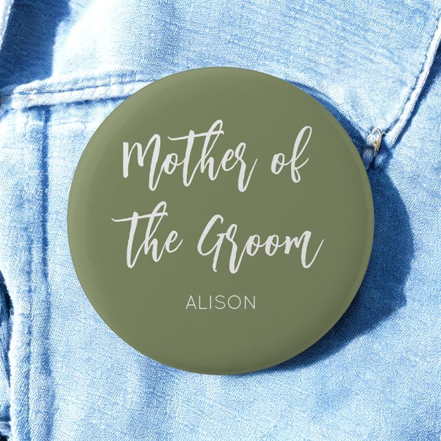 Mother of the Groom Green White Button (Creator Uploaded)