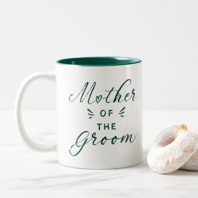 Mother of the Groom Hunter Green Two-Tone Coffee Mug (With Donut)