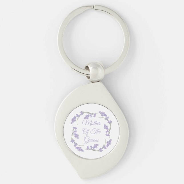 Mother of the Groom Lavender Floral Wreath Keychain (Front)