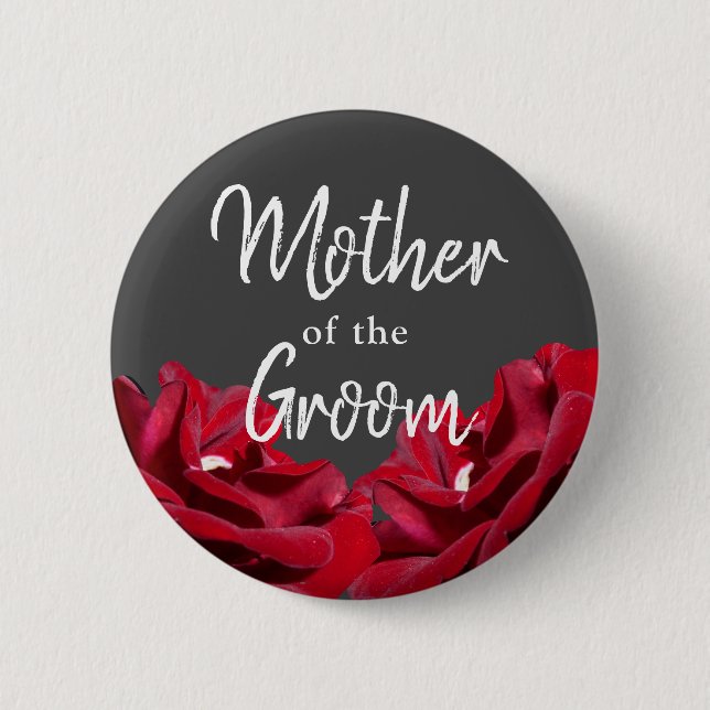 Mother of the Groom Marsala Burgundy Floral 2 Inch Round Button (Front)