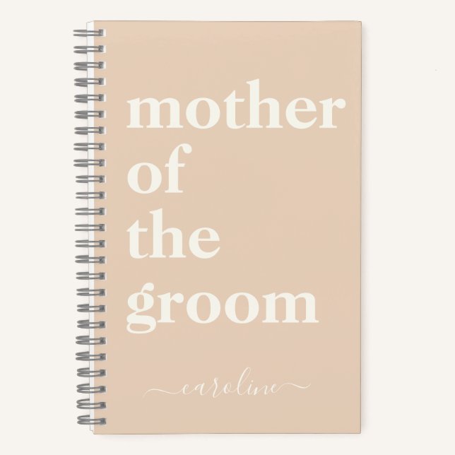 Mother of the Groom Minimalist Modern Custom Blush Notebook (Front)