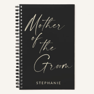 Mother of the Groom Minimalist Personalized Black Notebook