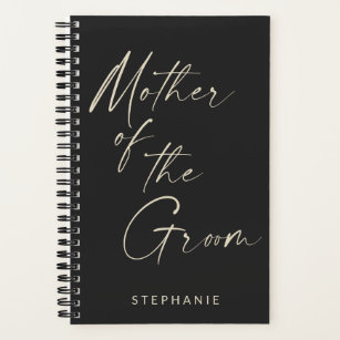 Mother of the Groom Minimalist Personalized Black Notebook