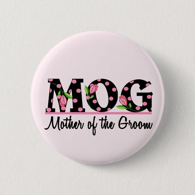 Mother of the Groom (MOG) Tulip Lettering 2 Inch Round Button (Front)