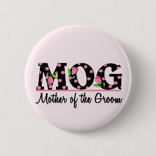 Mother of the Groom (MOG) Tulip Lettering 2 Inch Round Button
