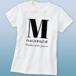 Mother of the Groom Monogram Name T-Shirt<br><div class="desc">Modern typography minimalist monogram name design which can be changed to personalize. Ideal for the Mother of the Groom at the Bridal Shower or Bachelorette party,  or as a fun wedding party favour or gift.</div>