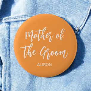 Mother of the Groom Orange White Fall 2 Inch Round Button