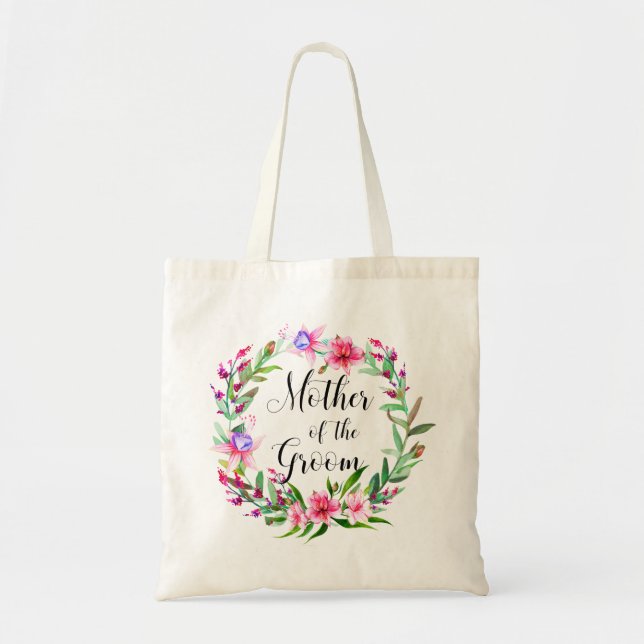 Mother of the groom. Pink floral tropical wedding Tote Bag (Front)