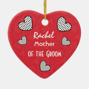 MOTHER OF THE GROOM Polka Dot Hearts V09F Ceramic Ornament