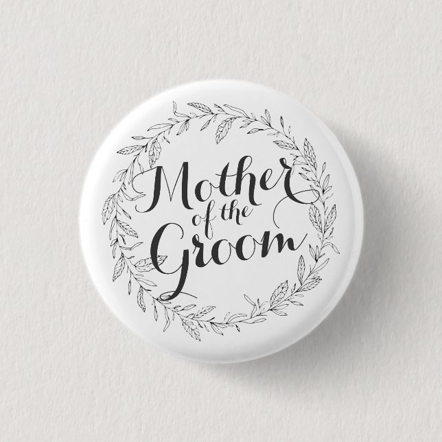 Mother of the Groom Simple Floral Wedding Button (Front)