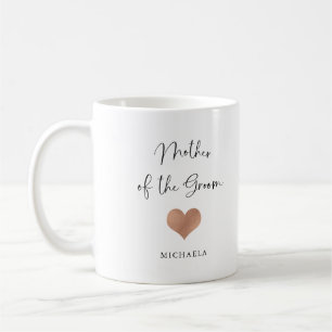 Mother of the Groom Trendy Script and Heart Coffee Mug