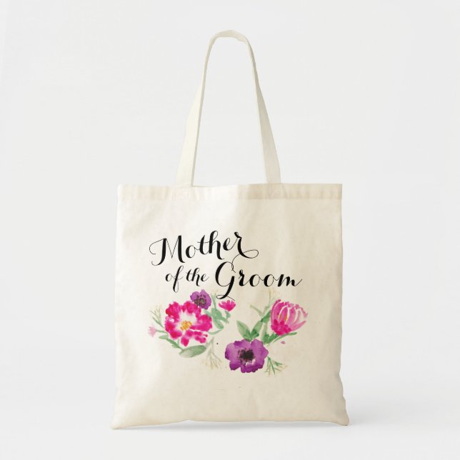 Mother of the Groom Watercolor Flowers Tote (Front)