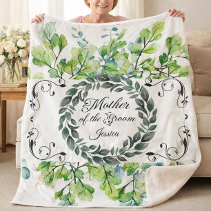 Mother of the Groom Watercolor Foliage Victorian  Sherpa Blanket
