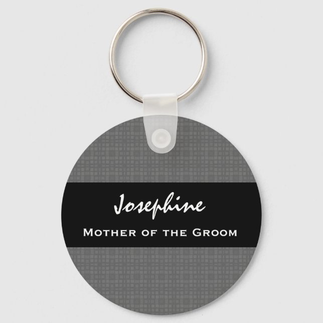 Mother of the Groom Wedding Favour Black and Silve Keychain (Front)