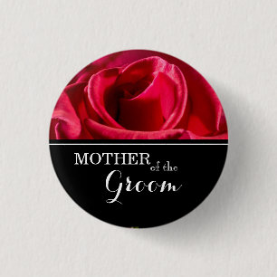 "Mother of The Groom" Wedding Red Roses 1 Inch Round Button