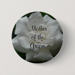 Mother of the Groom, White Rose 2 Inch Round Button