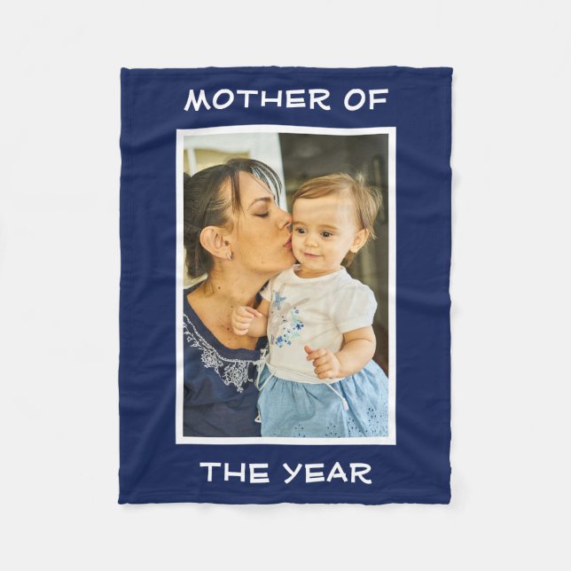 Mother Of The Year Personalized Custom Photo Mommy Fleece Blanket (Front)