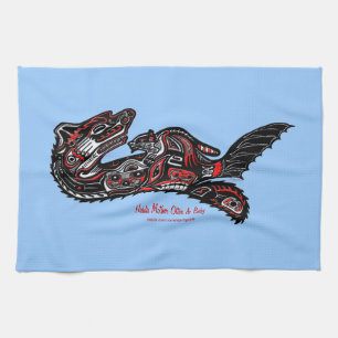 Mother Otter & Baby Haida Art Kitchen Tea-Towel Kitchen Towel