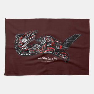 Mother Otter & Baby Haida Art Kitchen Tea-Towel Towel