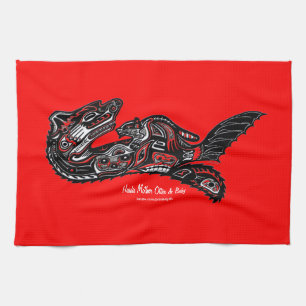 Mother Otter & Baby Haida Art Kitchen Tea-Towel Towel