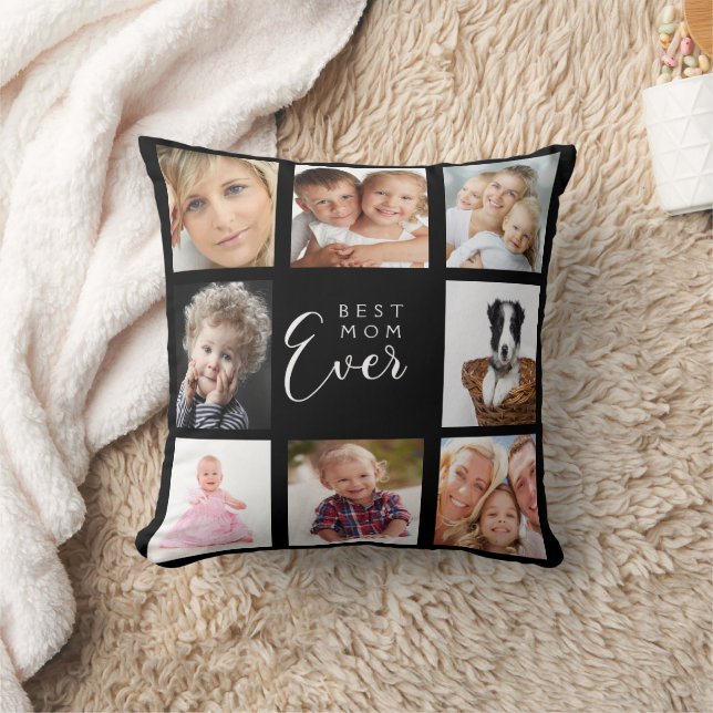 Mother photo collage black children kids throw pillow (Blanket)