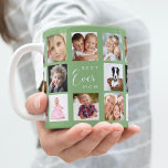 Mother photo collage sage green coffee mug<br><div class="desc">A gift for your mother,  celebrating her life with a collage of 14 photos.  White text: Best Mom Ever. Personalize and use your own photos of her,  children,  husband,  pets,  friends. Sage green background. Perfect as a Mother's Day gift,  for birthdays and Christmas.</div>