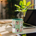 Mother photo collage sage green mug<br><div class="desc">A gift for your mother, celebrating her life with a collage of 14 photos. White text: Best Mom Ever. Personalize and use your own photos of her, children, husband, pets, friends. Sage green background. Perfect as a Mother's Day gift, for birthdays and Christmas.</div>