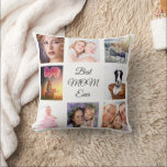 Mother photo collage white throw pillow<br><div class="desc">A gift for your mother celebrating her life with a collage of 8 photos.  Black text: Best Mom Ever. Use photo of her,  children,  husband,  pets,  friends,  parents,  her dream travel destination. White background. Perfect as a Mother's Day gift or for birthdays and Christmas.</div>