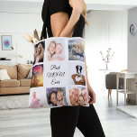 Mother photo collage white tote bag<br><div class="desc">A gift for your mother celebrating her life with a collage of 8 photos.  Black text: Best Mom Ever. Use photo of her,  children,  husband,  pets,  friends,  parents,  her dream travel destination. White background. Perfect as a Mother's Day gift or for birthdays and Christmas.</div>