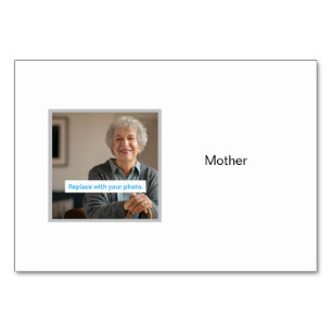 Mother Photo on Personalized Family Flashcards Table Number