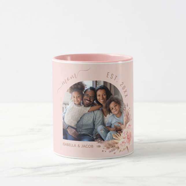Mother photo pampas grass rose gold pink mom mug (Center)