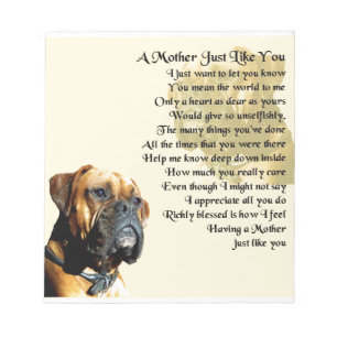 Mother Poem - Boxer Dog Design Notepad