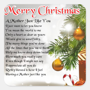 Mother Poem - Christmas Design Square Sticker