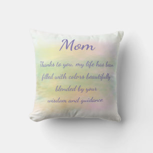 Mother Poem Pastel Watercolor Throw Pillow