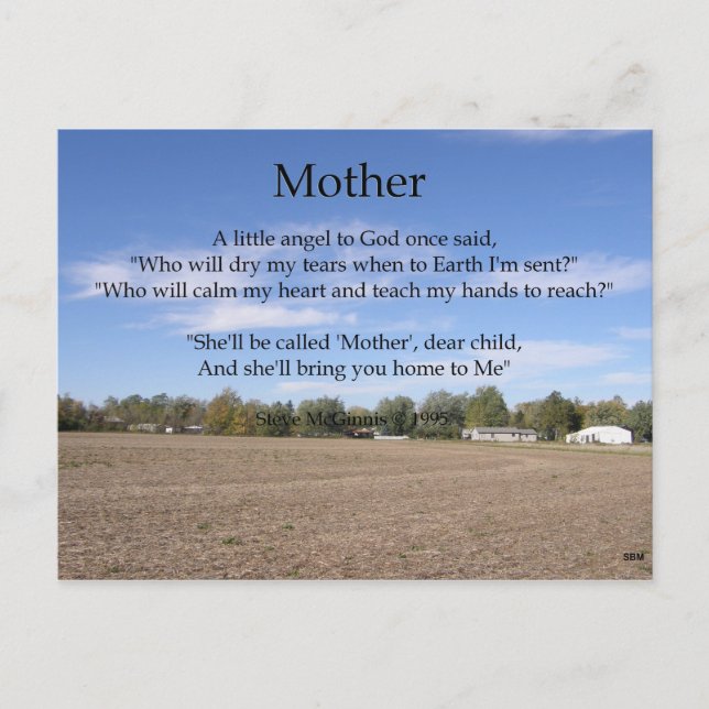 Mother Poem Postcard (Front)