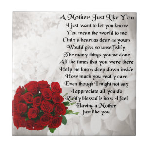 Mother Poem  -  Red Roses Design Tile