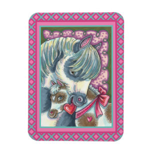 MOTHER PONY & HER CUTE VALENTINE FILLY, HORSE MAGNET