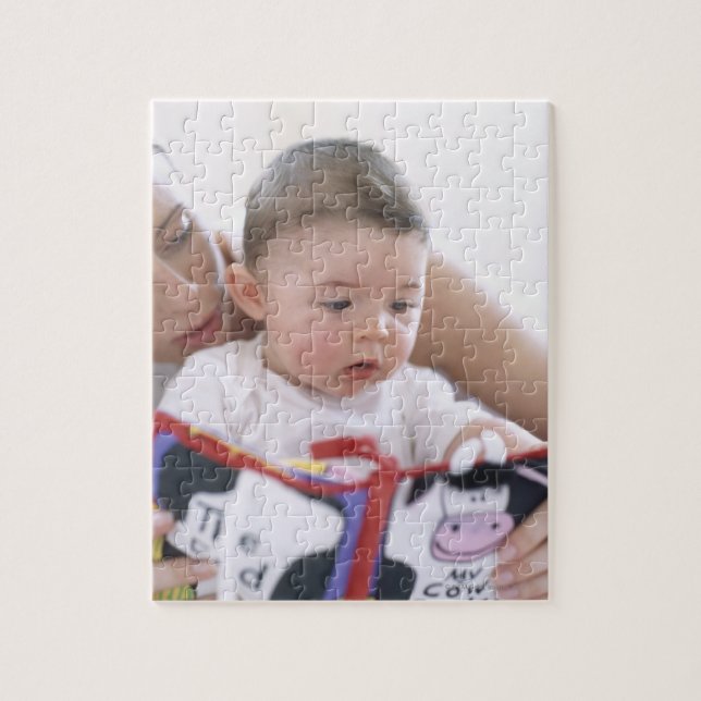 Mother reading to baby boy. Faces of a mother Jigsaw Puzzle (Vertical)