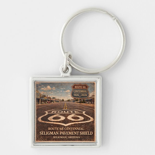 Mother Road Centennial Seligman Pavement Keepsake Keychain (Front)