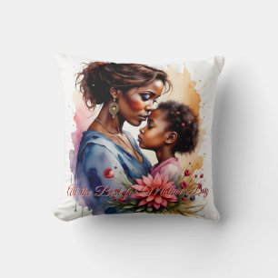 Mother’s Day African Watercolor Love Art Throw Pillow