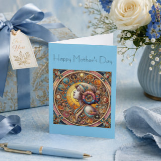 Mother’s Day Art Nouveau Woman Portrait Celestial Card