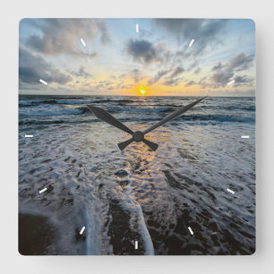 Mother’s Day Beach Sunset Personalized Coastal Square Wall Clock
