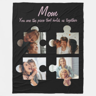 Mother’s Day Custom Gift For Mom - 4 Photo Fleece Blanket