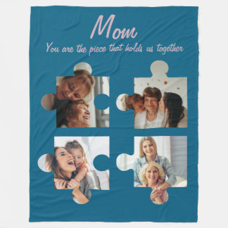 Mother’s Day Custom Gift For Mom - 4 Photo Fleece Blanket