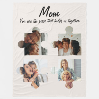 Mother’s Day Custom Gift For Mom - 4 Photo Fleece Blanket