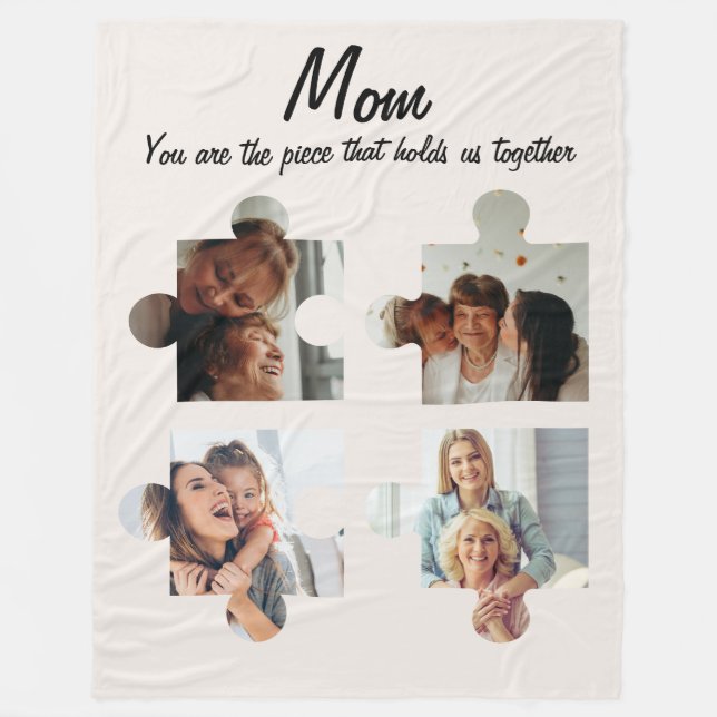 Mother’s Day Custom Gift For Mom - 4 Photo Fleece Blanket (Front)