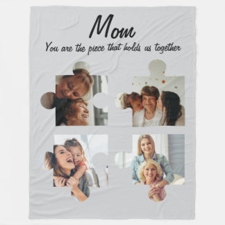 Mother’s Day Custom Gift For Mom - 4 Photo Fleece Blanket
