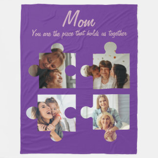 Mother’s Day Custom Gift For Mom - 4 Photo Fleece Blanket