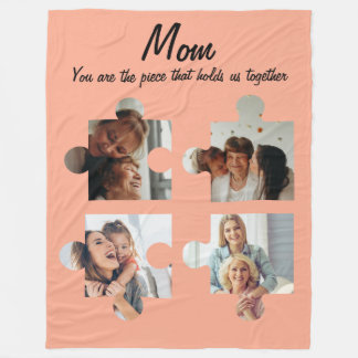 Mother’s Day Custom Gift For Mom - 4 Photo Fleece Blanket