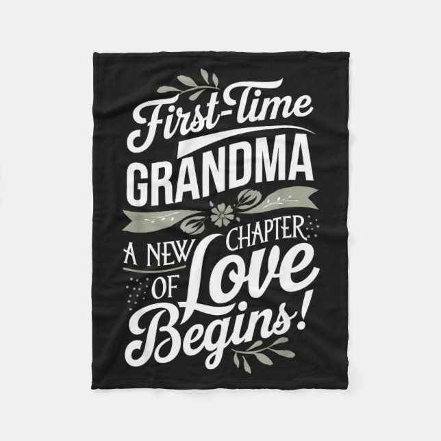 Mother’s Day First Time Grandma Cute New Granhild  Fleece Blanket (Front)